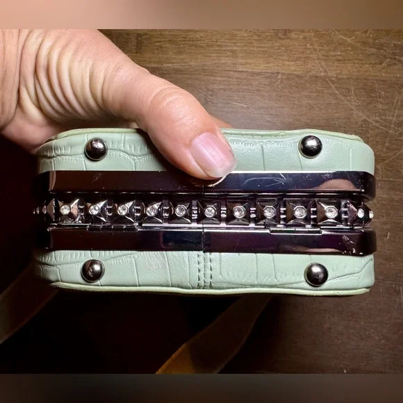 Mint Green Croc-Embossed Mini Bag - Picture 11 of 16